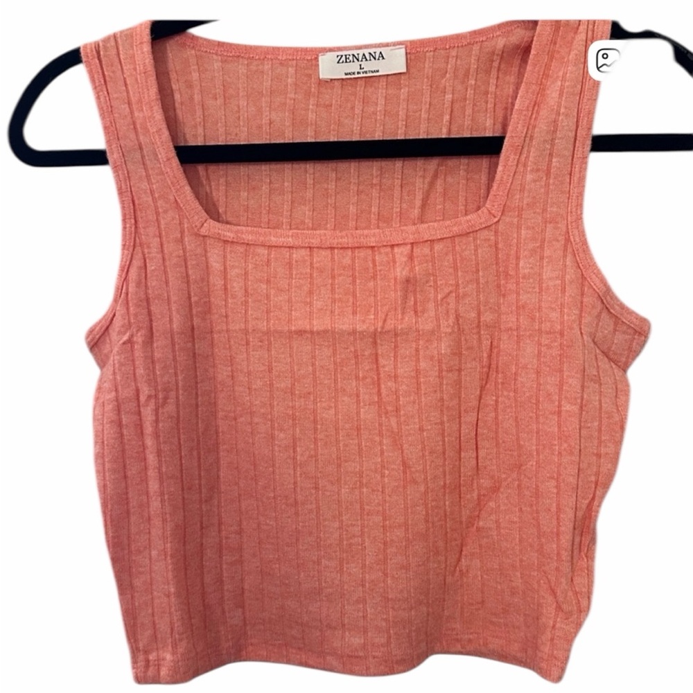 Zenana Outfitters Heather Orange Cropped Tank Top Size Large (PTP 15.5”)